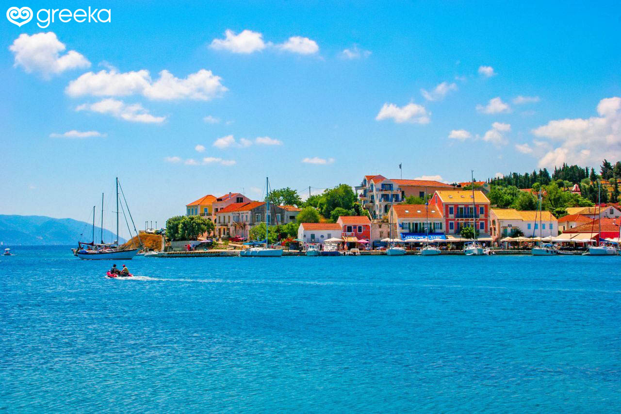Fiscardo in Kefalonia, a popular village in the Ionian